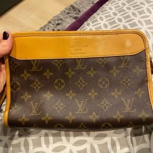 Vintage LV wristlet and card holder used